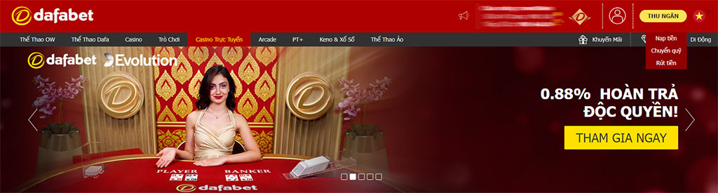 Nạp tiền vào tài khoản Dafabet thông qua Internet Banking - ro77.pw